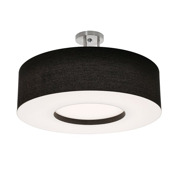 Afx Montclair 24in. Medium Base Semi-Flush Mount, Satin Nickel Finish, Black Shade MCF2432MB-BKSF